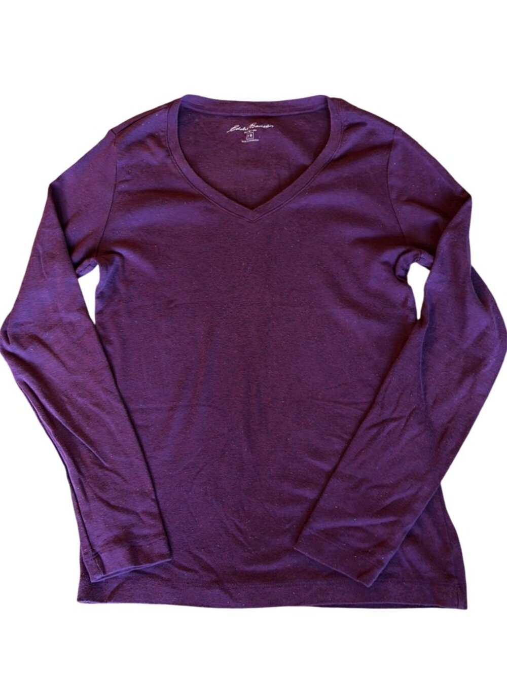 Eddie Bauer Purple V-Neck Long-Sleeve T-Shirt